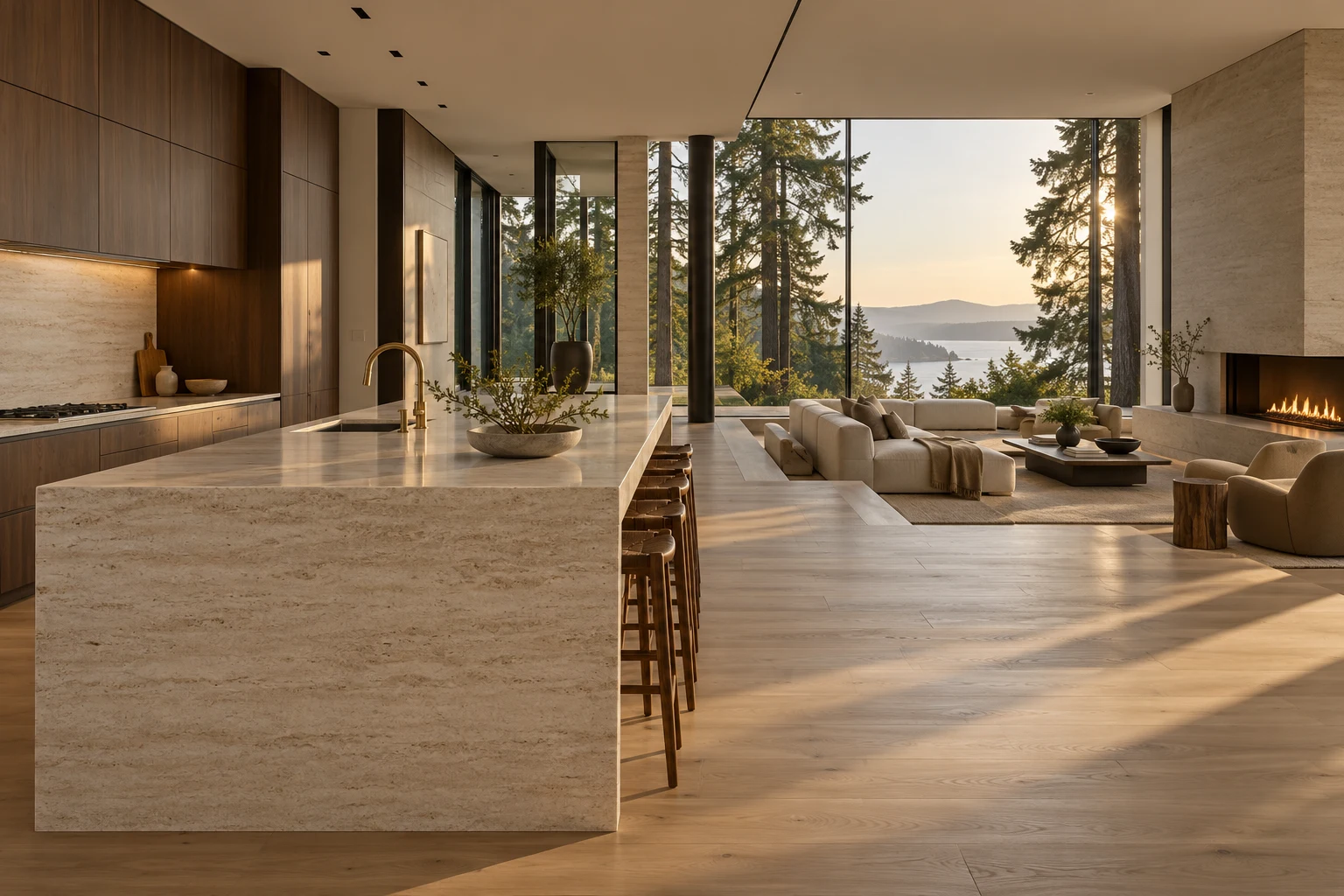 Concept of a warm contemporary home interior